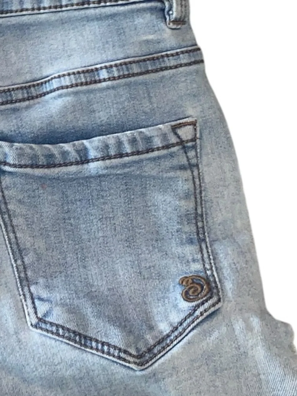 Indigo Rein Light Blue Distressed Button-Fly cut off Jean Shorts micro